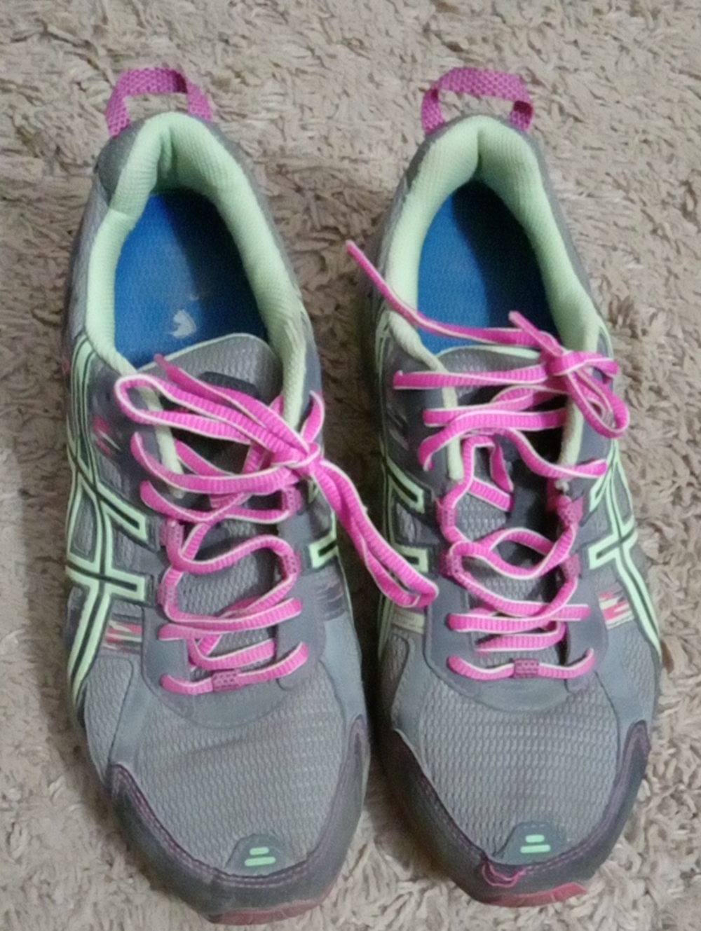 ASICS Gray Athletic Sneakers with Pink Laces